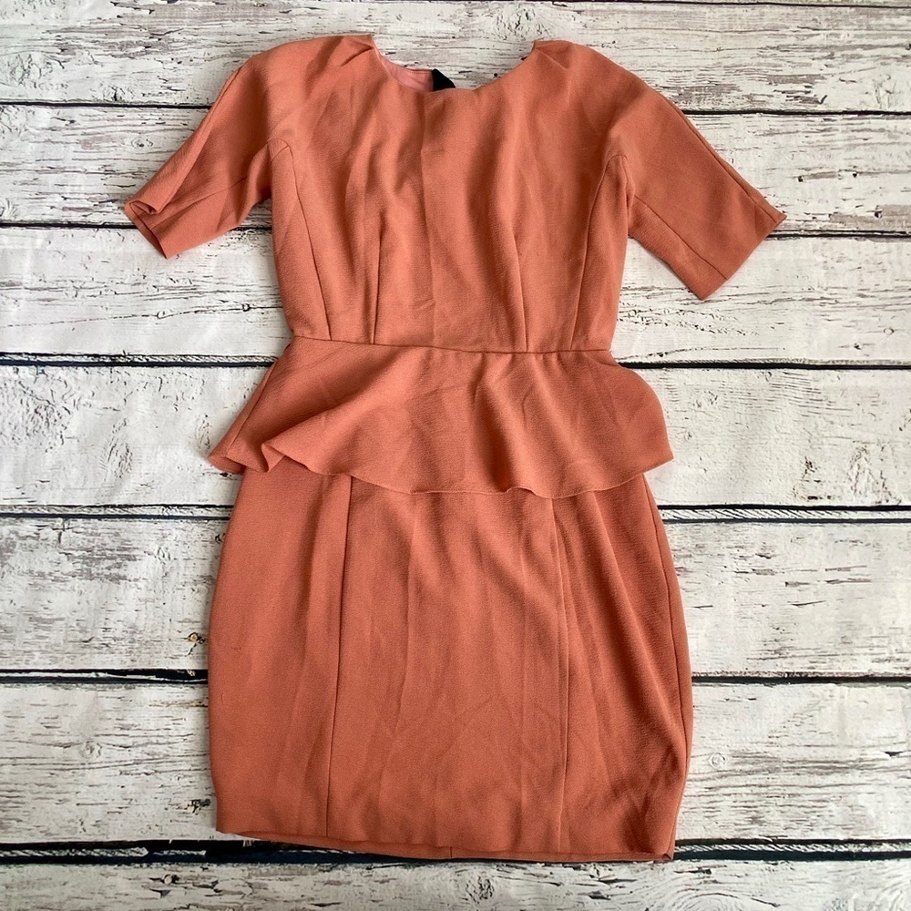 Cute open back dress dark coral color